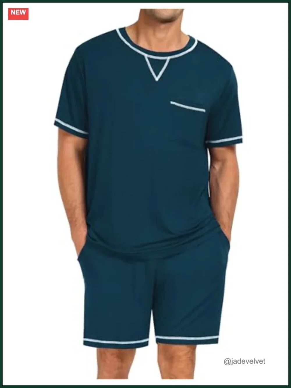 Men's Pajama Set Short Sleeve 2-Piece Lounge Set with Pockets